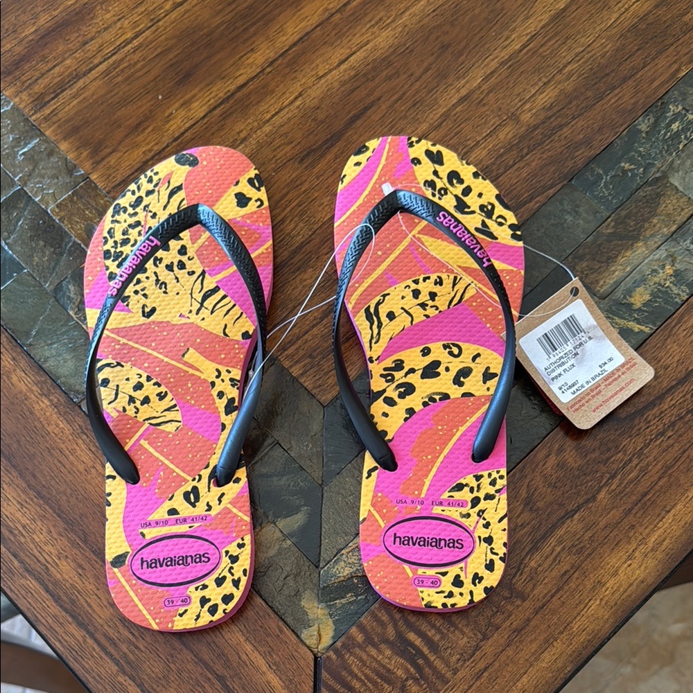 Havaianas Wild Pink and Orange Flip Flops